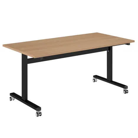 Pro Flip Rectangular Table - W1600 x D800 x H725mm - Black Legs - Beech